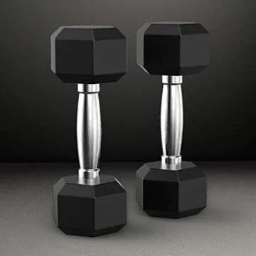 YUTK Rubber Dumbbell Pair - Metal Handles & Versatile Weights Set
