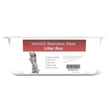 VehiGo Extra Large Metal Cat Litter Box, Stainless Steel Durable Litter Pan for Large or Multiple Cats, Kitty Litter Box with Smooth Surface and Easy to Clean, XL(23.6"x15.7"x5.9")