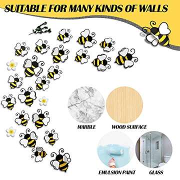 48 Pieces 3D Bee Yellow Stickers Decor Removable Mural Decals Honey Bee Clings for Home Office Fridge Decorations Party Supplies,3 Sizes