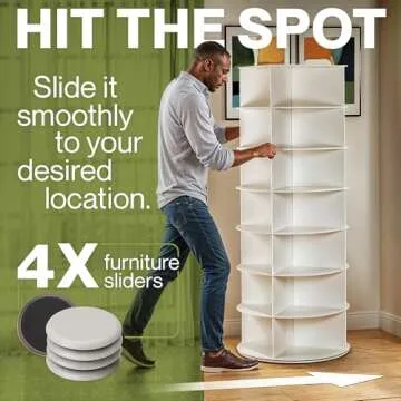 LOFT + IVY Rotating Shoe Rack Tower - 360 Spinning Shoe Rack Organizer - Lazy Susan for Shoes - Fits 28 Pairs of Shoes - Spinning and Revolving Round Shoe Rack Carousel - 7 Tier Shoe Rack