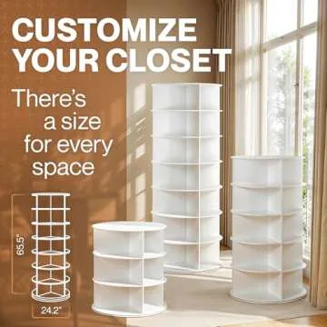 LOFT + IVY Rotating Shoe Rack Tower - 360 Spinning Shoe Rack Organizer - Lazy Susan for Shoes - Fits 28 Pairs of Shoes - Spinning and Revolving Round Shoe Rack Carousel - 7 Tier Shoe Rack