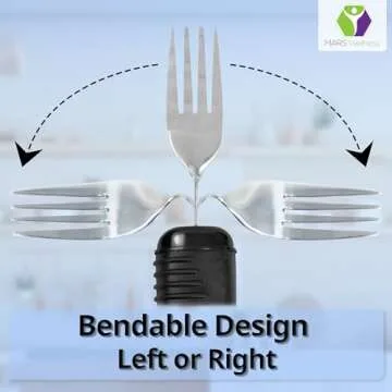 3 Piece Super Easy Grip Flatware Set - Bendable Built Up Utensils - Fork, Knife, and Spoon (Standard) - Black