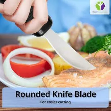 3 Piece Super Easy Grip Flatware Set - Bendable Built Up Utensils - Fork, Knife, and Spoon (Standard) - Black