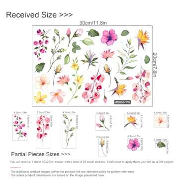 Lahoment Floral Mirror Decals Flower Wall Stickers Peel and Stick Room Graphics Aesthetic Bathroom a...