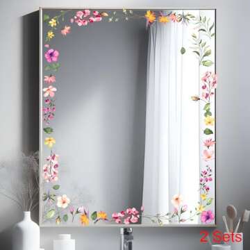 Lahoment Floral Mirror Decals for Easy Home Decoration