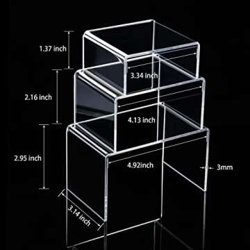 Chuangdi 2 Sets Acrylic Display Risers, Product Stand, Jewelry Display Riser Shelf Showcase Fixtures...