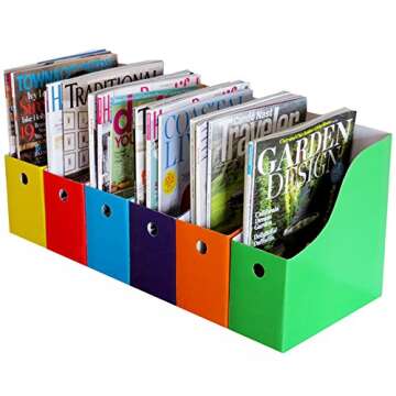 Evelots Magazine File Holder Organizer Box (6, 12, or 24 Pack) Storage for Desk and Shelves Multiple Color Options - Includes Labels for Organization