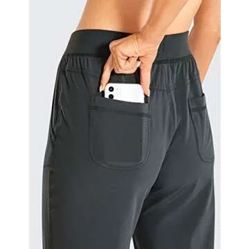 CRZ YOGA Women's Lightweight Workout Joggers 27.5" - Travel Casual Outdoor Running Athletic Track Hiking Pants with Pockets Melanite Large