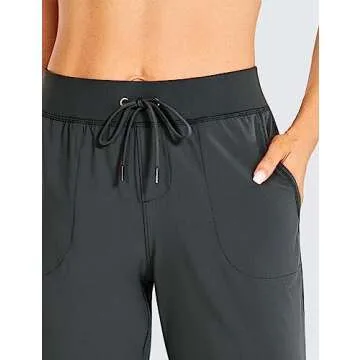 CRZ YOGA Women's Lightweight Workout Joggers 27.5" - Travel Casual Outdoor Running Athletic Track Hiking Pants with Pockets Melanite Large