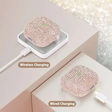 VISOOM Cute Jewelry Case for Airpods 4 Cases 2024 Cover Women, Sparkly Air pods 4 Gen Case Hard TPU Airpod Case 4th Generation Glitter iPods 4 Case with Bling Keychain for iPods Earbuds Airpods 4th