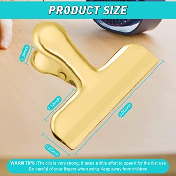 Funfery Stainless Steel Gold Chip Clips Heavy Duty Kitchen Organizers