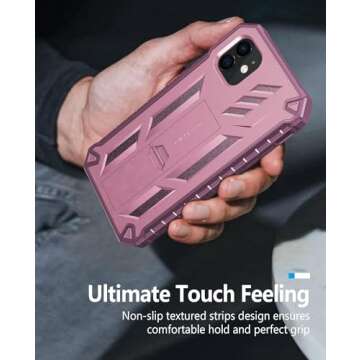 FNTCASE for iPhone 12 Phone Case: for iPhone 12 Pro Phone Case Military Grade Drop Proof Rugged Protective Cover with Kickstand | Matte Textured Shockproof TPU Hybrid Bumper Cases 6.1 inch - Pink