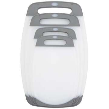 Clean Cut Cutting Board Set 4-Piece Non-Slip Poly Plastic