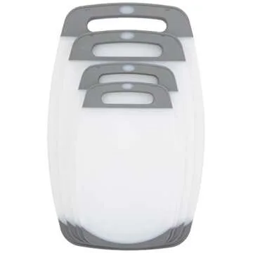 Clean Cut Cutting Board Set 4-Piece Non-Slip Poly Plastic