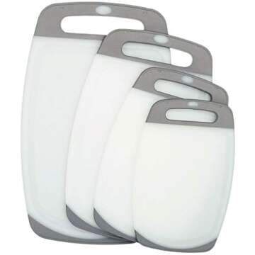 Clean Cut Cutting Board Set 4-Piece Non-Slip Poly Plastic