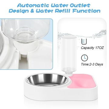 JUST RUN Double Dog Cat Bowls with Automatic Water Dispenser