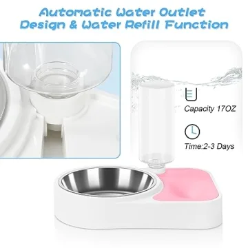 JUST RUN Double Dog Cat Bowls with Automatic Water Dispenser