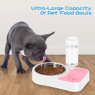 JUST RUN Double Dog Cat Bowls with Automatic Water Dispenser