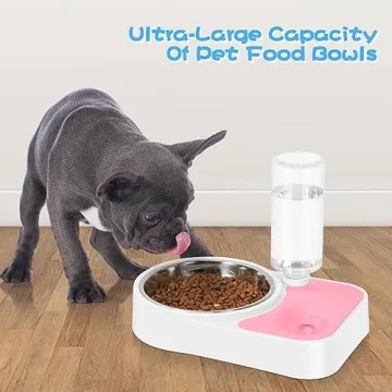 JUST RUN Double Dog Cat Bowls with Automatic Water Dispenser