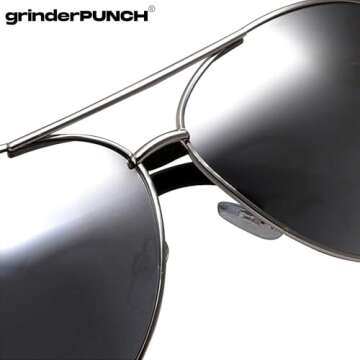 grinderPUNCH - Big XL Wide Frame Extra Large Aviator Sunglasses Oversized 148mm Silver Mirrored