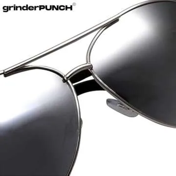 grinderPUNCH - Big XL Wide Frame Extra Large Aviator Sunglasses Oversized 148mm Silver Mirrored