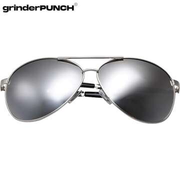 grinderPUNCH - Big XL Wide Frame Extra Large Aviator Sunglasses Oversized 148mm Silver Mirrored