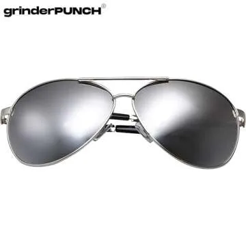 grinderPUNCH - Big XL Wide Frame Extra Large Aviator Sunglasses Oversized 148mm Silver Mirrored