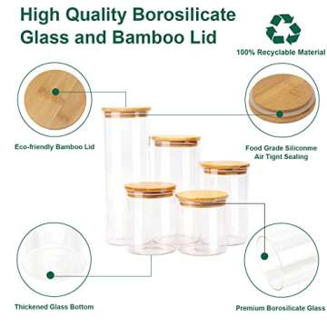 Stylish Glass Canister Set: 5 Sizes for Every Kitchen