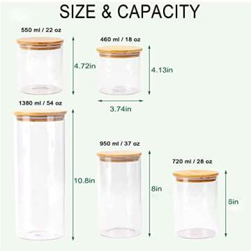 Stylish Glass Canister Set: 5 Sizes for Every Kitchen