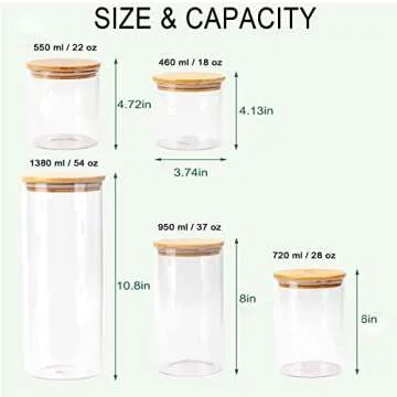 Stylish Glass Canister Set: 5 Sizes for Every Kitchen