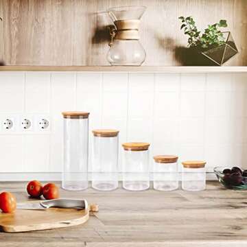 Stylish Glass Canister Set: 5 Sizes for Every Kitchen