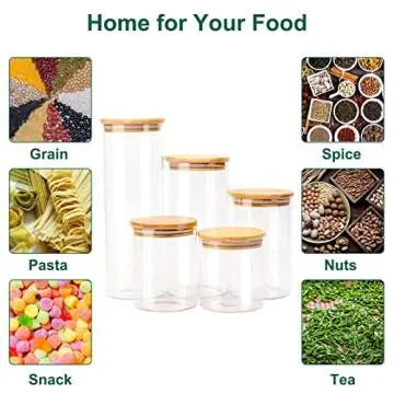 Stylish Glass Canister Set: 5 Sizes for Every Kitchen