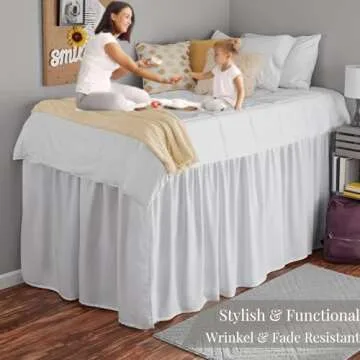 Ruffled Dorm Bed Skirt Twin XL - Elegant Microfiber Style