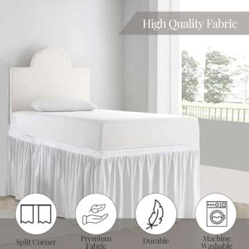 Dorm Bed Skirt Twin XL - Ruffled 32" Drop, 100% Microfiber, White Solid - Dorm Room Essentials and Décor