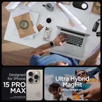 Spigen Ultra Hybrid MagFit Designed for iPhone 15 Pro Max Case (2023) [Anti-Yellowing] [Military-Gra...