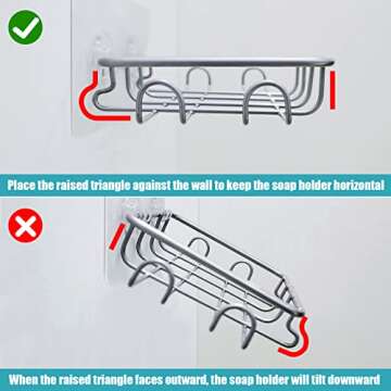 Kayfia Shower Caddy Basket Shelf with Soap Holder, 3 Pack Adhesive Organizer, No Drilling Rustproof Alloy Steel Mounted Racks with Towel Bar for Kitchen Bathroom Shampoo Storage (Silver Grey)