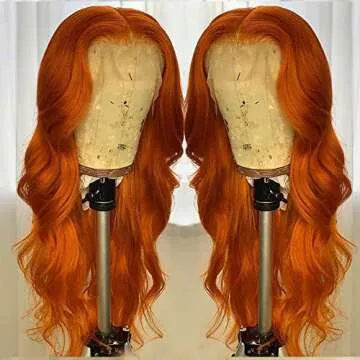 ANDRIA Ginger Orange Lace Front Wigs Long Wigs Loose Wave Glueless Lace Wig Synthetic Heat Resistant...