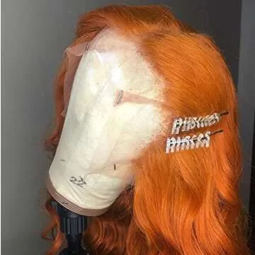 ANDRIA Ginger Orange Lace Front Wigs Long Wigs Loose Wave Glueless Lace Wig Synthetic Heat Resistant Fiber Wig With Baby Hair Natural Wavy Body Wave Colorful Ginger Brown Colored wig for Women 24 Inch
