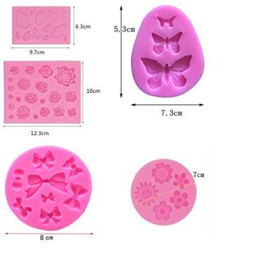 Roses Collection Fondant Mold-Rose Flower Leaves Bow And Butterfly Shapes Silicone Mold for Sugarcraft Cake Decoration, Cupcake Topper, Polymer Clay, Candy, Chocolate, And Making Crafting Projects