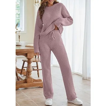 MEROKEETY Women’s Fluffy Loungewear Set - Soft & Stylish