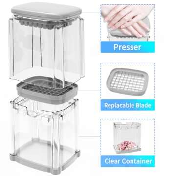 CrazyQueen French Fry Cutter 4-in-1 Food Dicer Chop Box for Easy Meal Prep