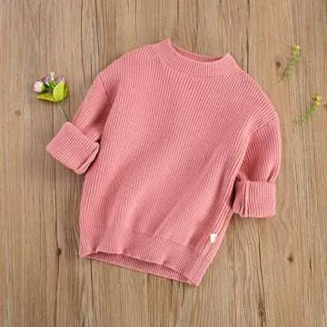CIYCUIT Toddler Baby Girl Boy Sweater Fall Winter Warm Long Sleeve Knit Chunky Oversized Sweater Rose Pink 5-6 Years