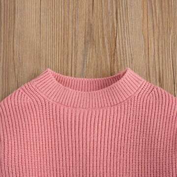 CIYCUIT Toddler Baby Girl Boy Sweater Fall Winter Warm Long Sleeve Knit Chunky Oversized Sweater Rose Pink 5-6 Years