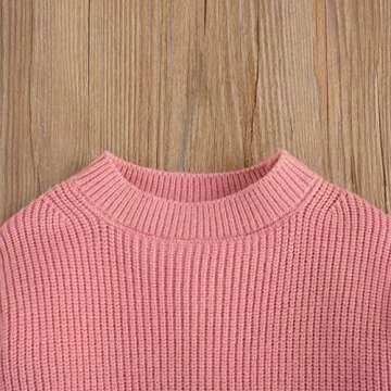 CIYCUIT Toddler Baby Girl Boy Sweater Fall Winter Warm Long Sleeve Knit Chunky Oversized Sweater Rose Pink 5-6 Years