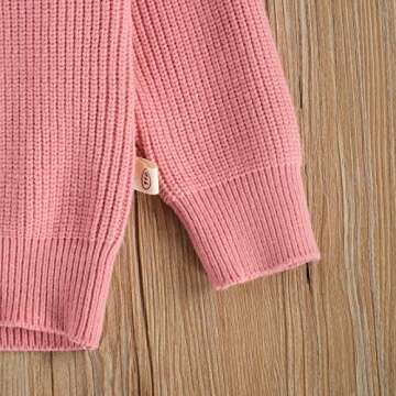 CIYCUIT Toddler Baby Girl Boy Sweater Fall Winter Warm Long Sleeve Knit Chunky Oversized Sweater Rose Pink 5-6 Years