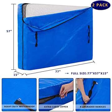 AlexHome Mattress Bag for Moving and Storage,Heavy Duty Tarp Reusable Mattress Storage Bag,Easy Carr...