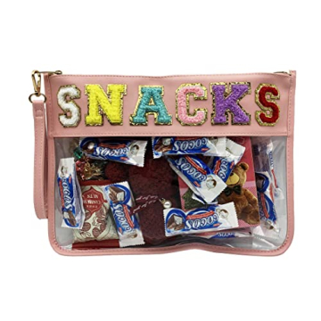 HAIBOLAN Chenille Letter Clear Bag Purse - Waterproof Makeup Travel Pouch for Women & Teens