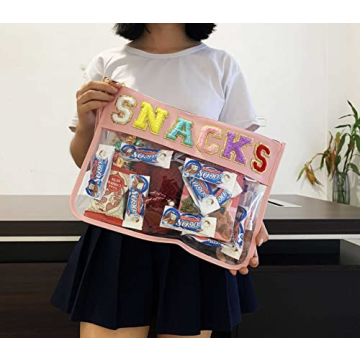 Stylish HAIBOLAN Chenille Letter Clear Makeup Bag