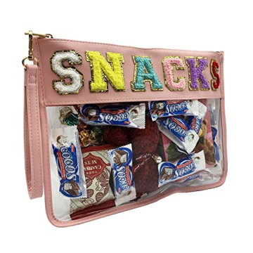 Stylish HAIBOLAN Chenille Letter Clear Makeup Bag