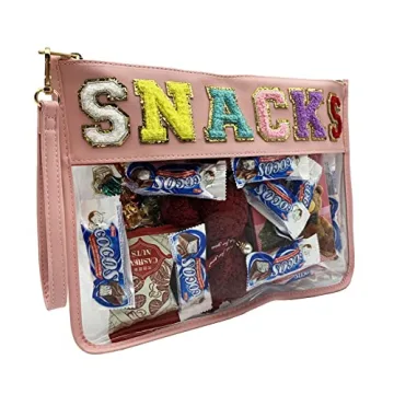 Stylish HAIBOLAN Chenille Letter Clear Makeup Bag